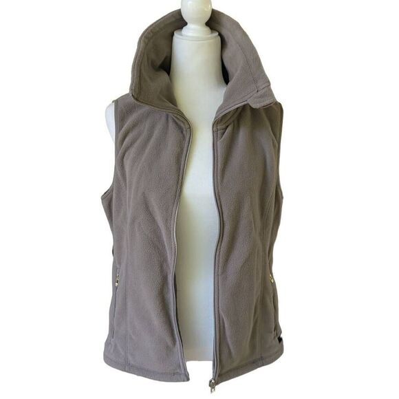 Calvin Klein Performance Women Tan Brown Full Zip Fleece Vest Pockets Size L - Picture 5 of 9